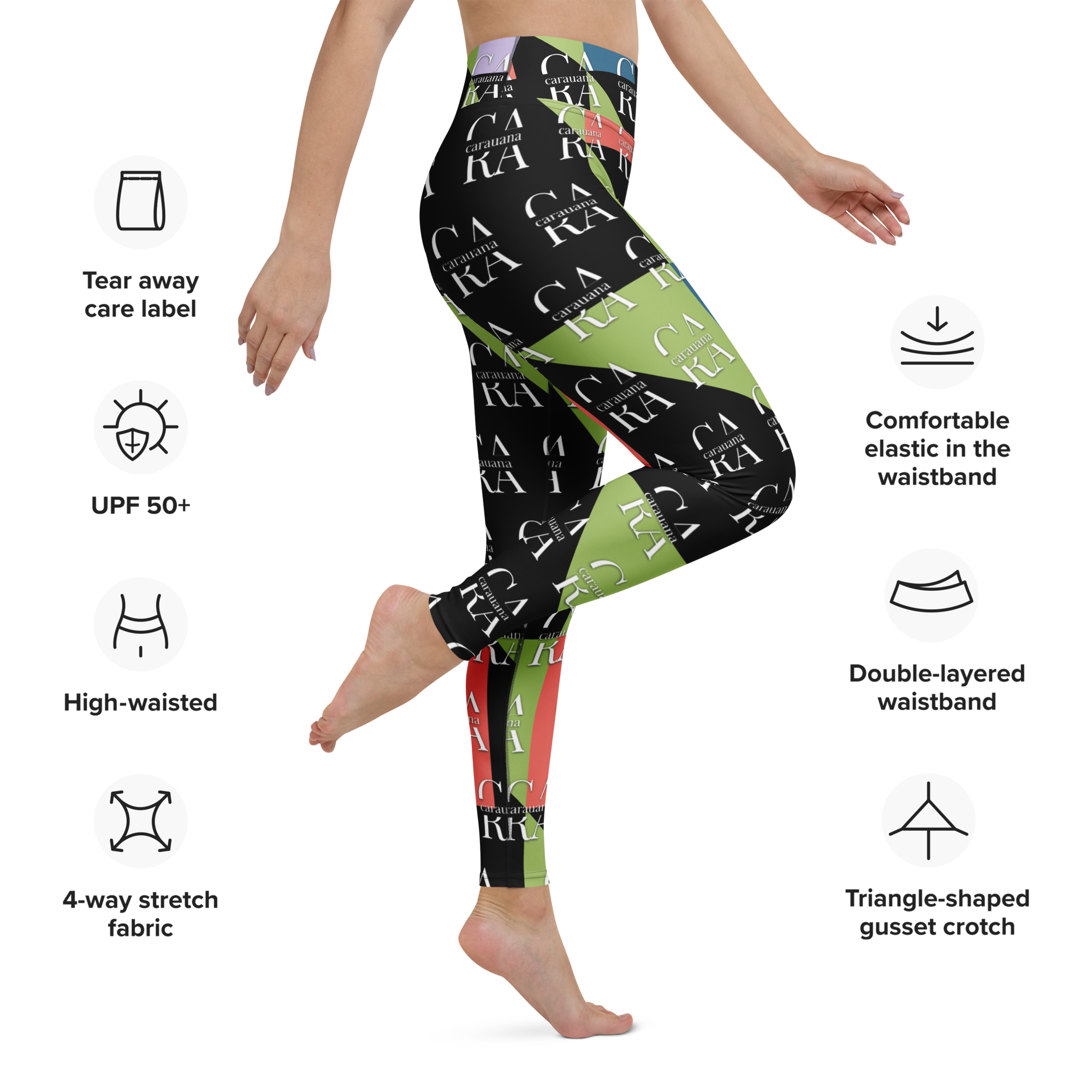 CaRaUaNa Leggings SPORT Green Black Carauana Store