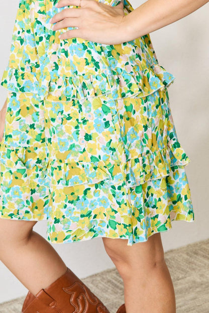 Double Take Smocked Scoop Neck Flounce Sleeve Mini Dress Carauana Store