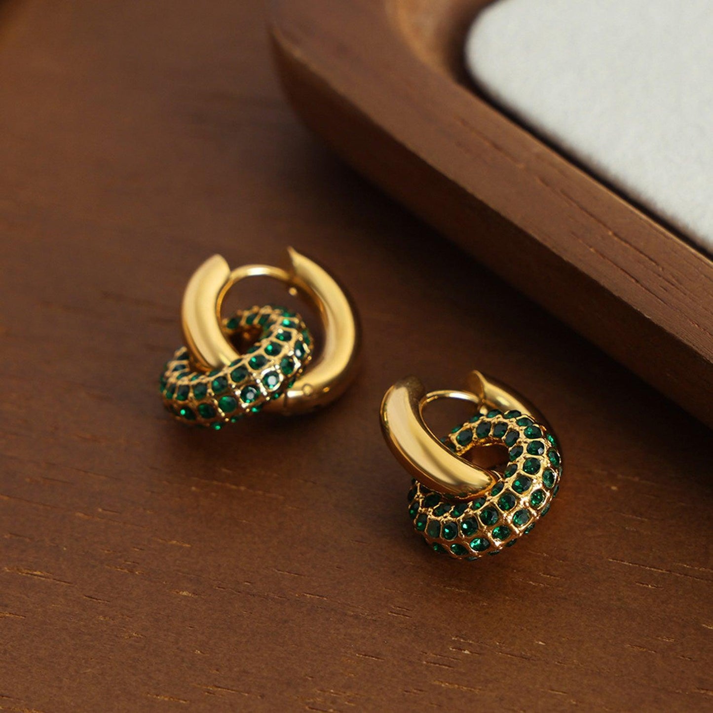 Titanium Steel Inlaid Zircon Double-Hoop Earrings Carauana Store