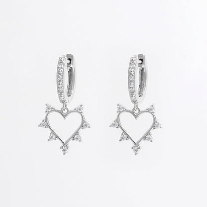 925 Sterling Silver Inlaid Zircon Heart Dangle Earrings Carauana Store