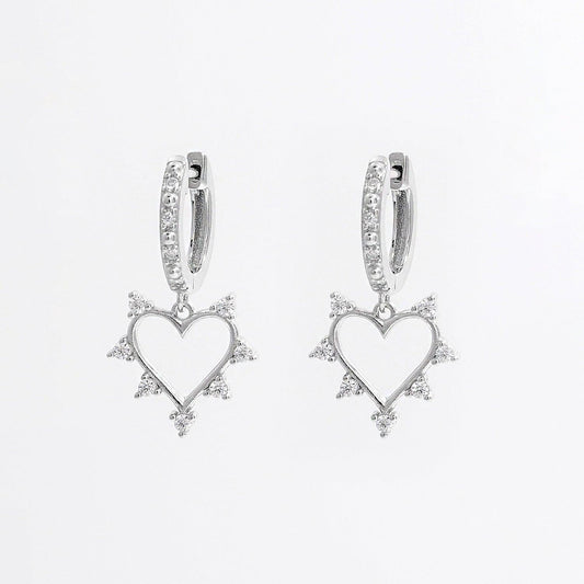 925 Sterling Silver Inlaid Zircon Heart Dangle Earrings Carauana Store