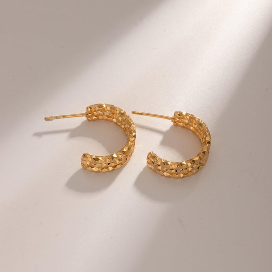 18K Gold-Plated Stainless Steel C-Hoop Earrings Carauana Store