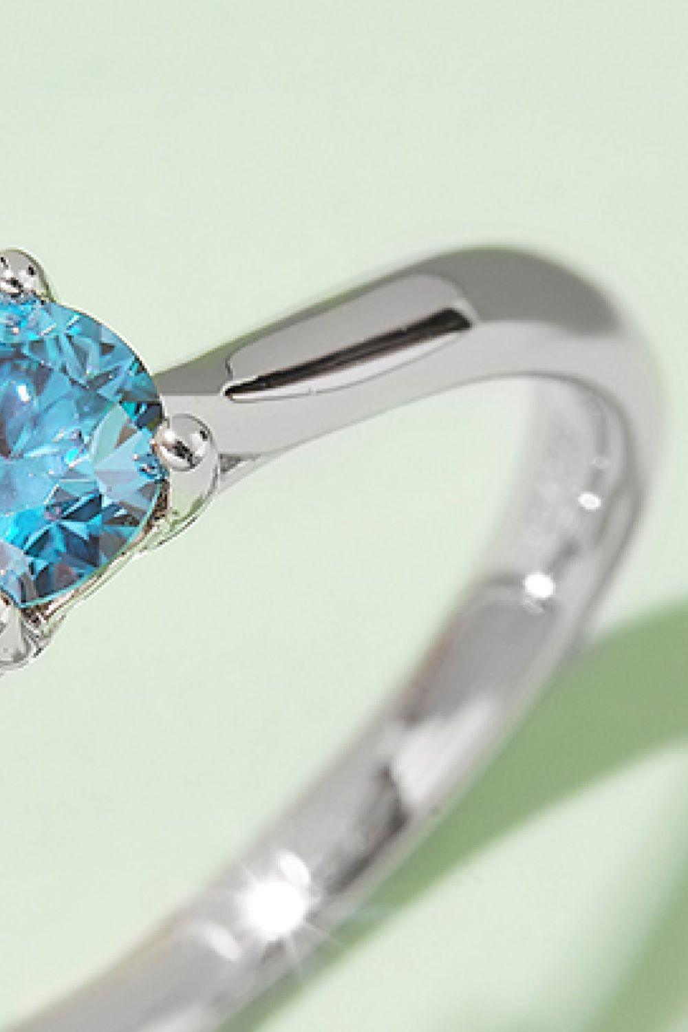 Moissanite Contrast 925 Sterling Silver Solitaire Ring Carauana Store