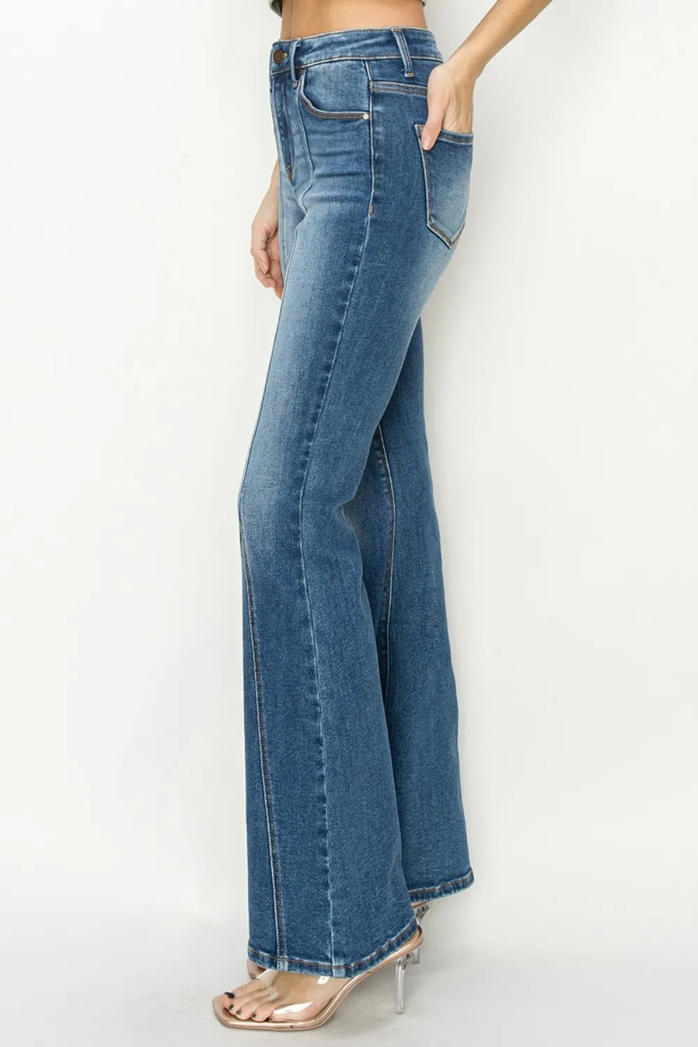 RISEN Full Size High Rise Front Seam Detailed Flare Jeans Carauana Store
