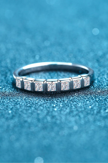 Moissanite Rhodium-Plated Half-Eternity Ring Carauana Store