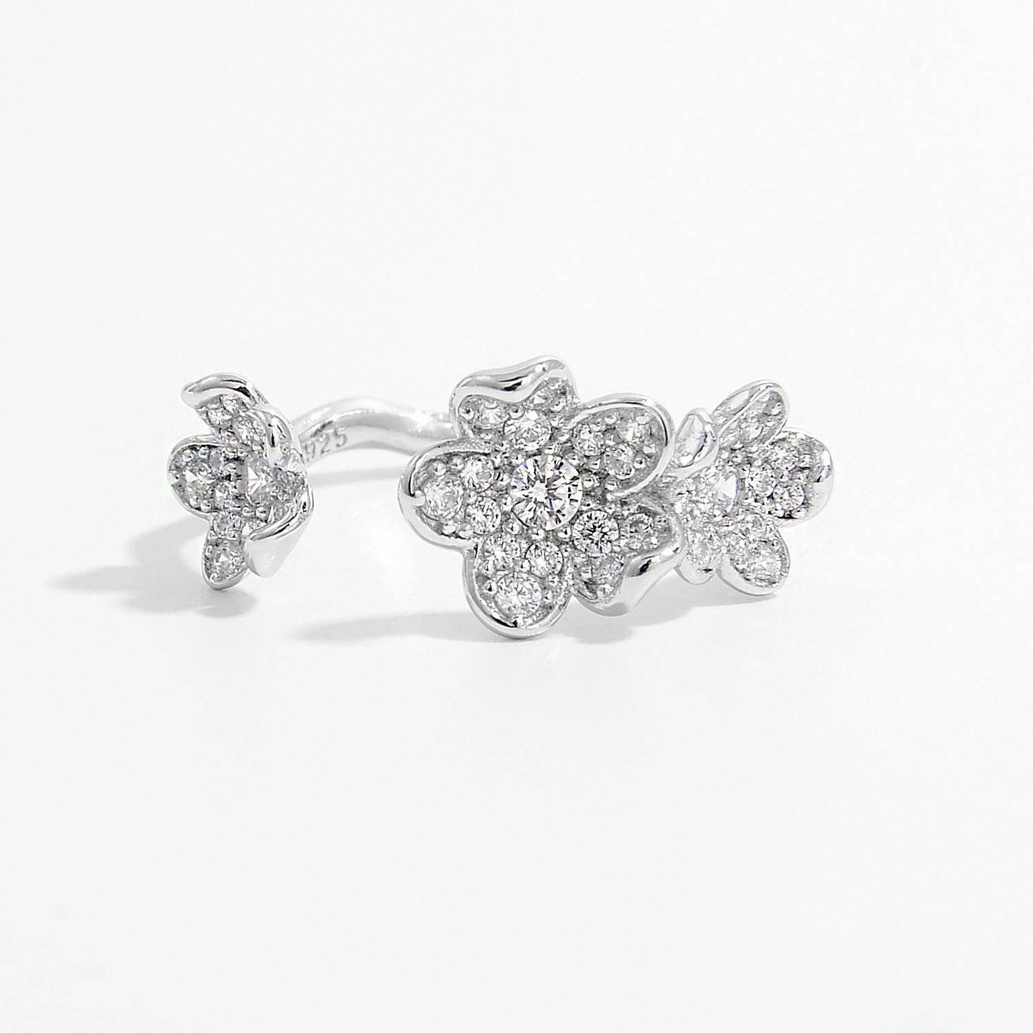 925 Sterling Silver Inlaid Zircon Open Ring Carauana Store