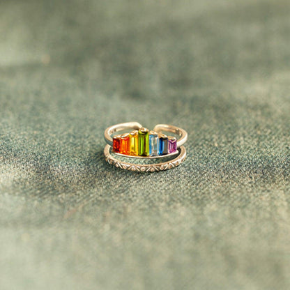 Zircon 925 Sterling Silver Double-Layered Ring Carauana Store