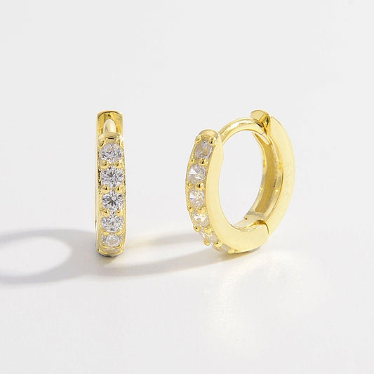 925 Sterling Silver Inlaid Zircon Huggie Earrings Carauana Store