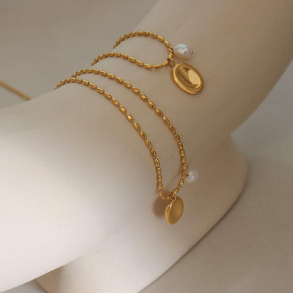 Titanium Steel Freshwater Pearl Pendant Necklace Carauana Store