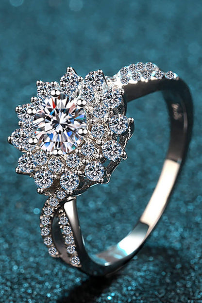 Moissanite Flower-Shape Split Shank Ring Carauana Store