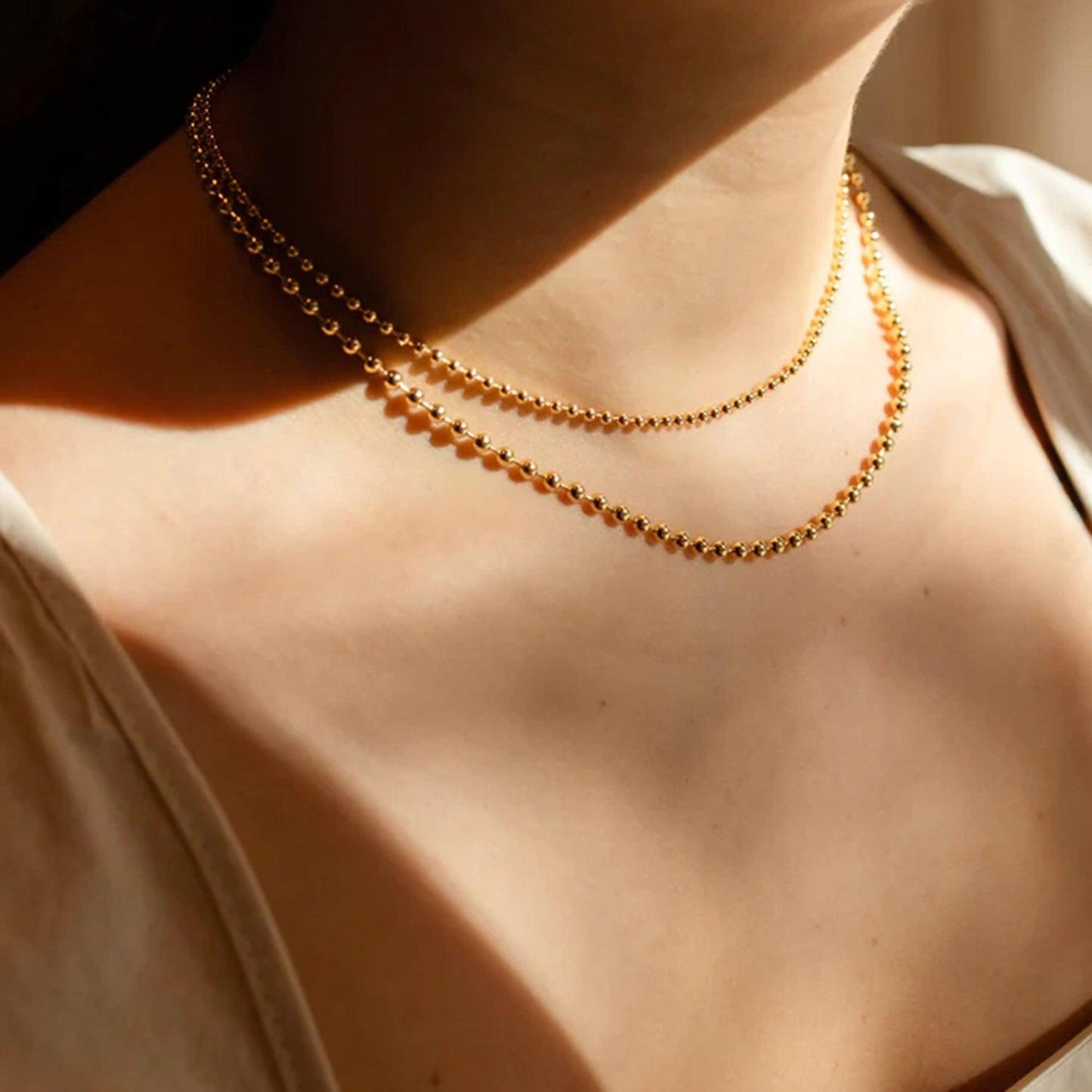 18K Gold-Plated Lobster Closure Bead Necklace Carauana Store
