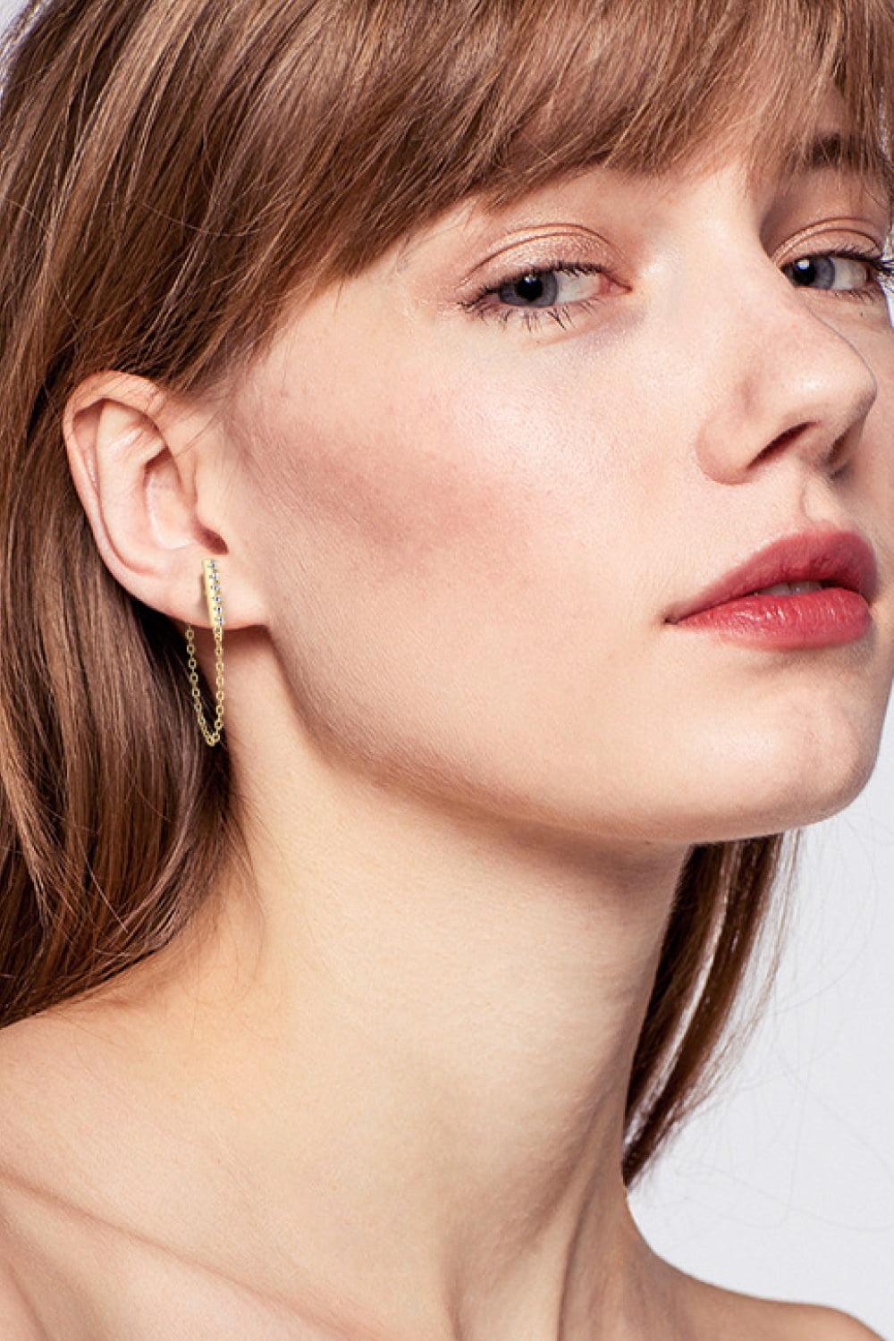 Moissanite 925 Sterling Silver Connected Earrings Carauana Store