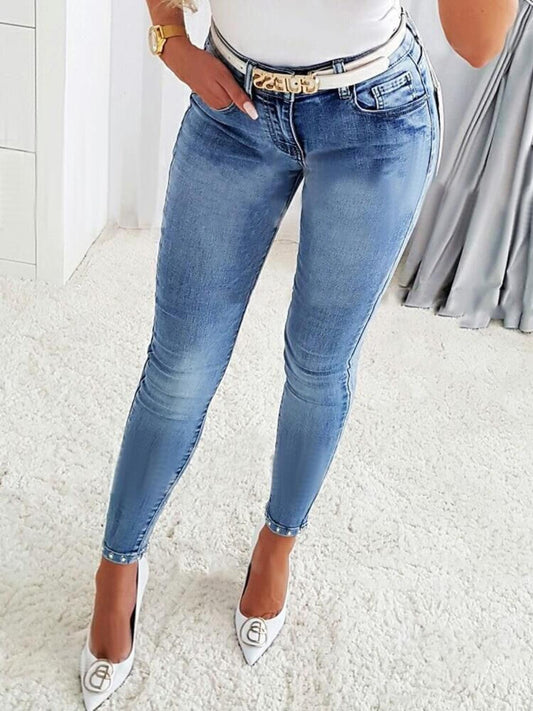 Rhinestone Skinny Jeans with Pockets Carauana Store