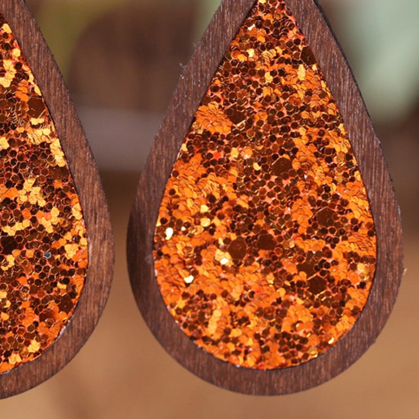 Sequin Wood Teardrop Earrings Carauana Store
