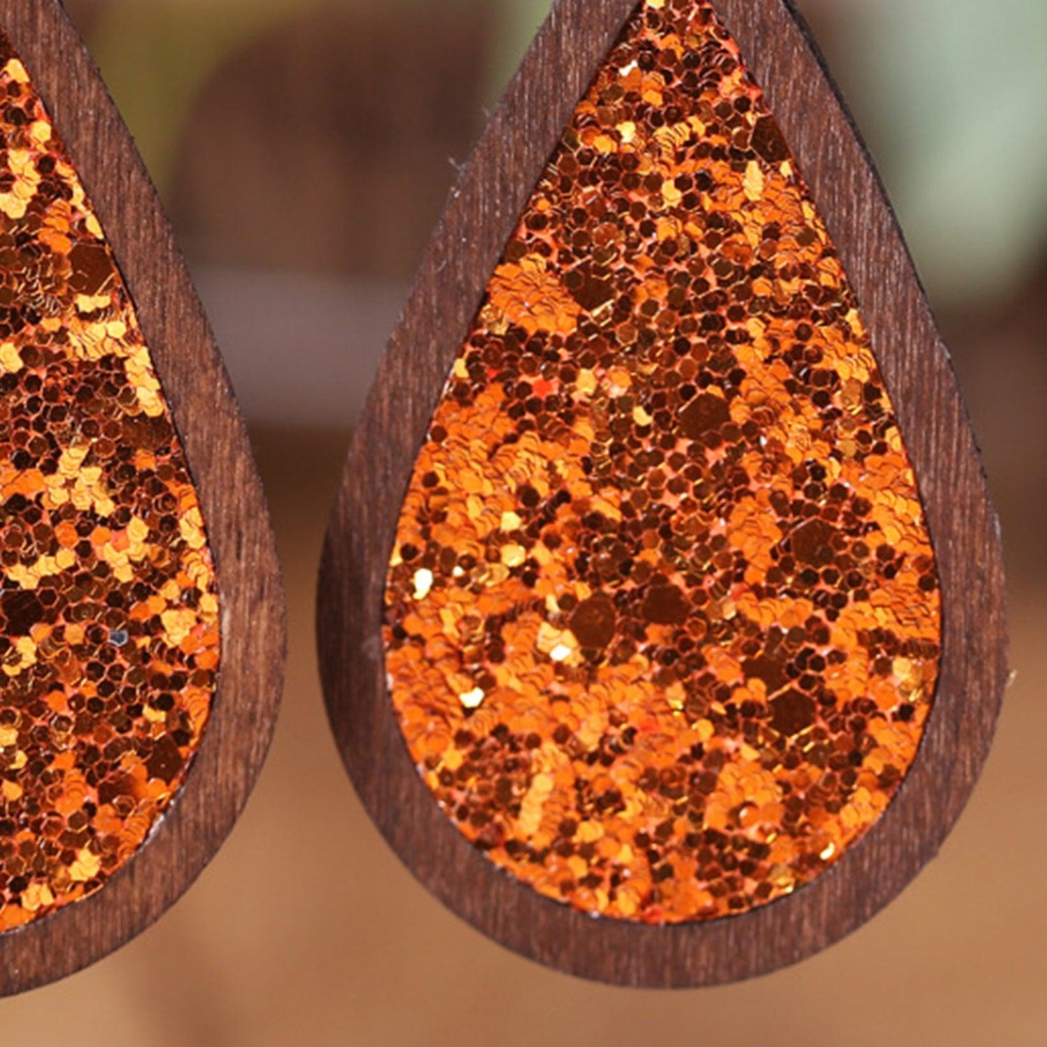 Sequin Wood Teardrop Earrings Carauana Store