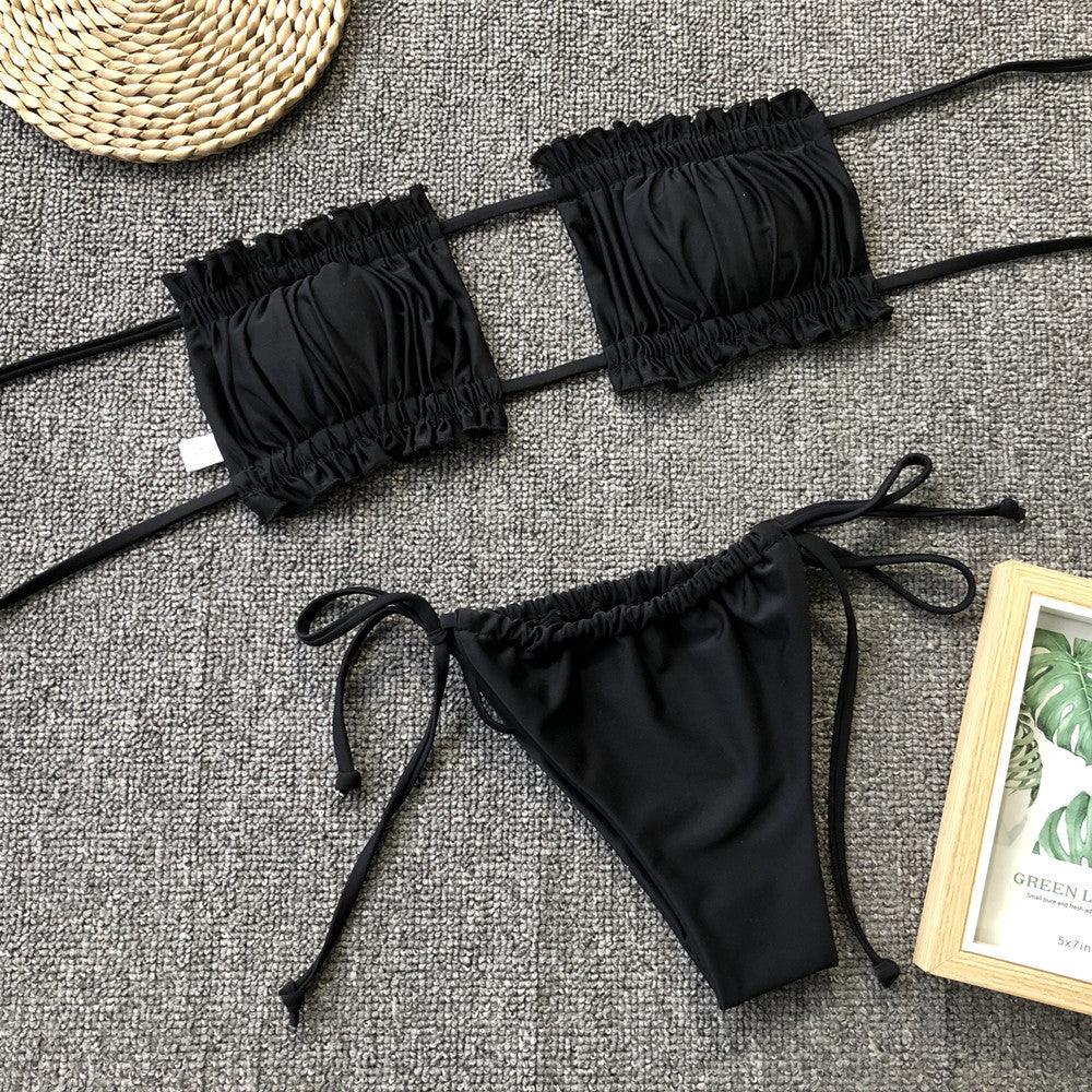 Frill Trim Ruched Bikini Set Carauana Store