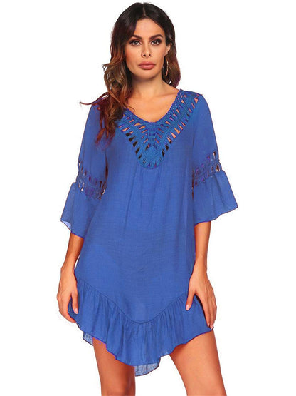 Backless Cutout Three-Quarter Sleeve Cover Up Carauana Store