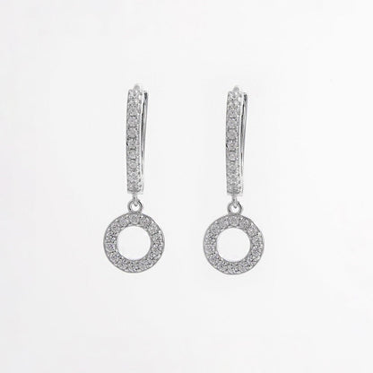 925 Sterling Silver Inlaid Zircon Hoop Dangle Earrings Carauana Store