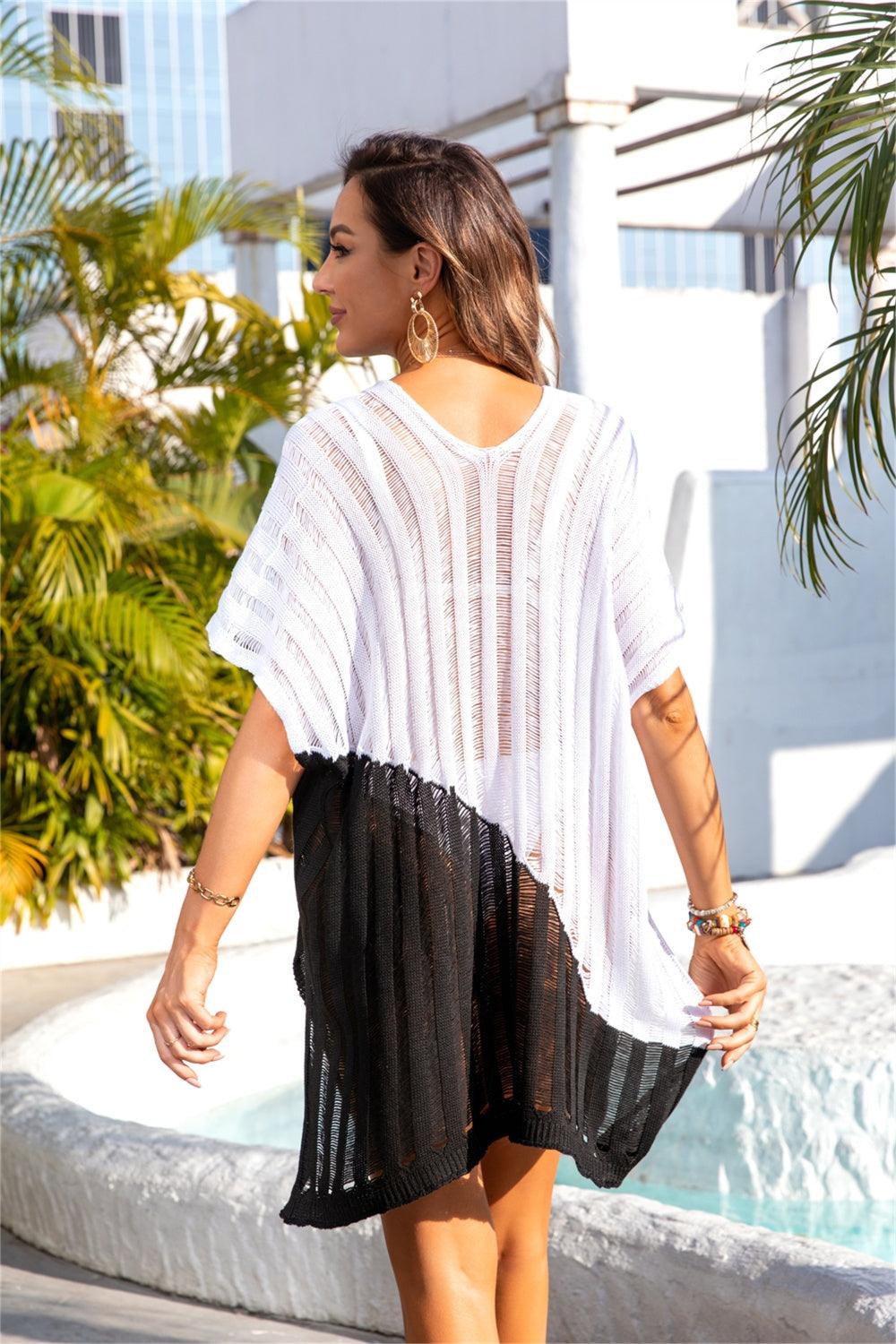 Slit Color Block V-Neck Cover Up Carauana Store