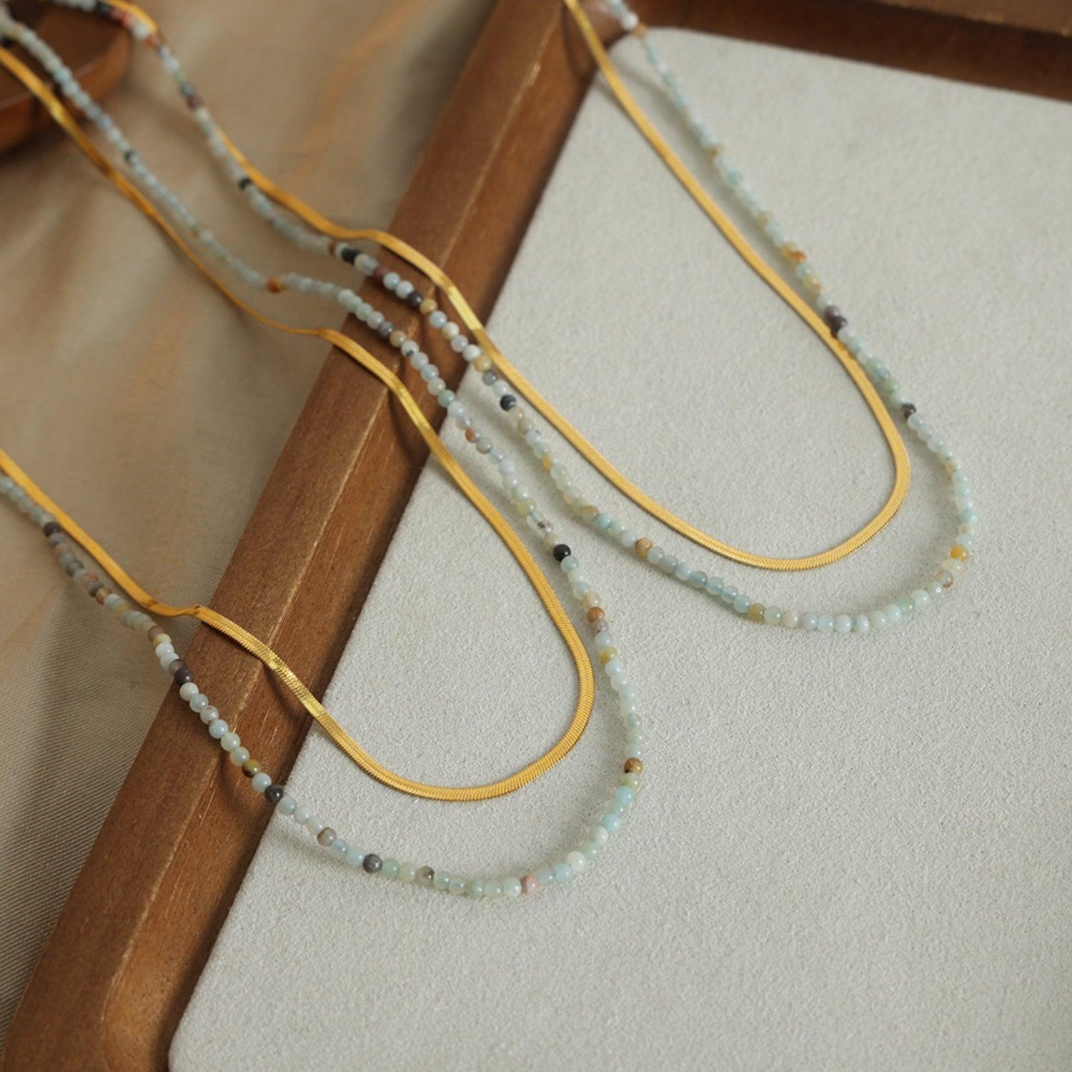 Beaded Titanium Steel Double-Layered Necklace Carauana Store