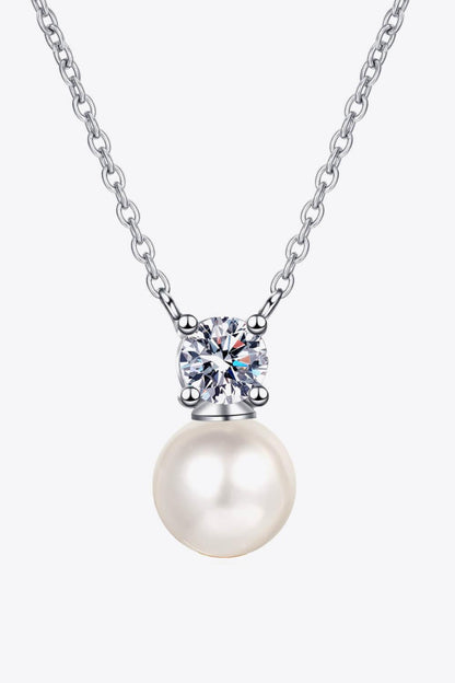 925 Sterling Silver Freshwater Pearl Moissanite Necklace Carauana Store