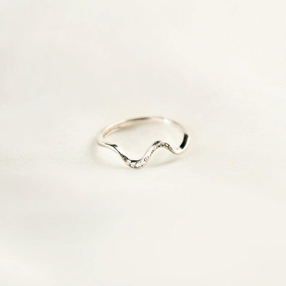 925 Sterling Silver Inlaid Zircon Wave Shape Ring Carauana Store