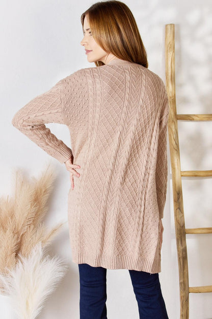 Hailey & Co Full Size Cable-Knit Pocketed Cardigan Carauana Store