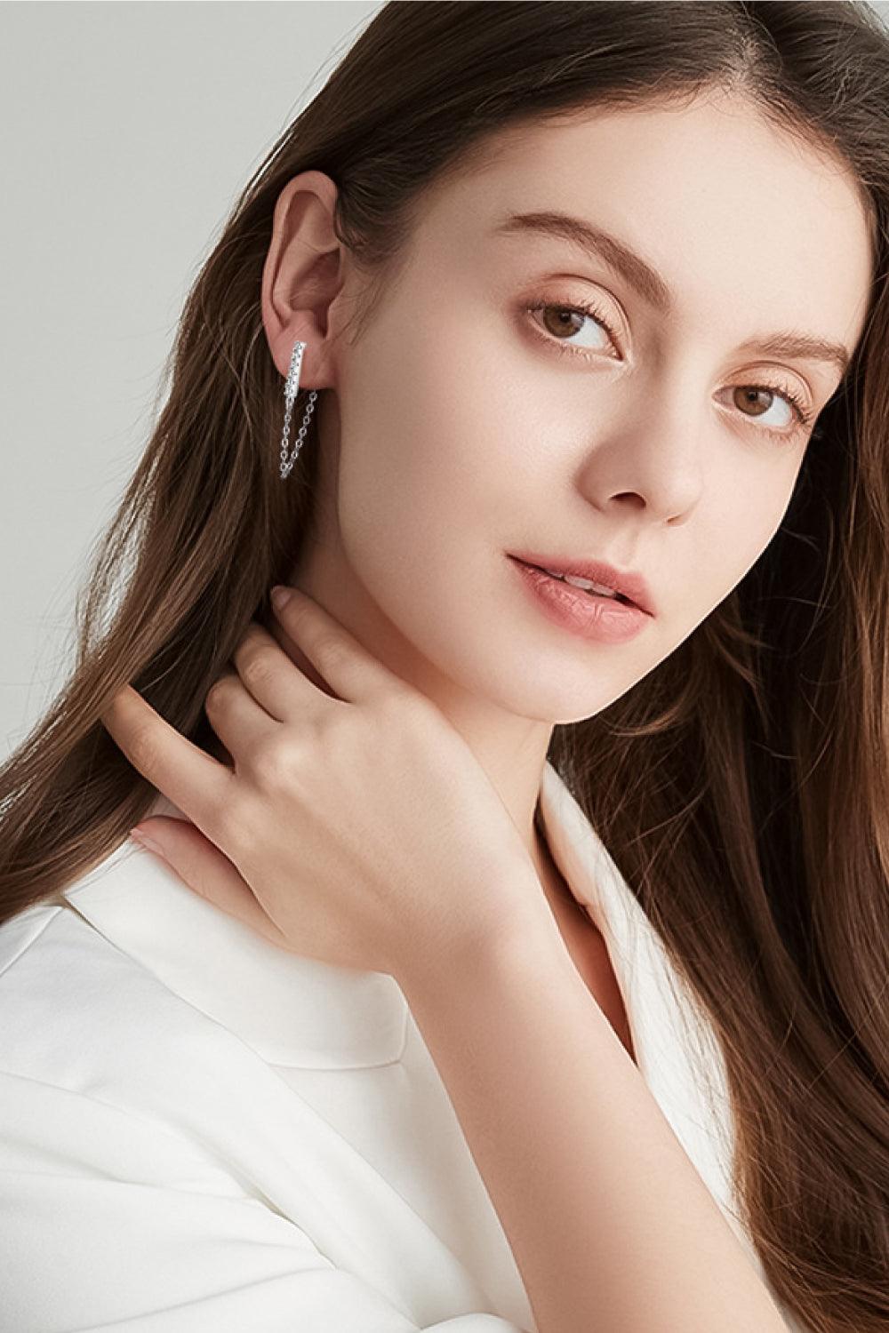 Moissanite 925 Sterling Silver Connected Earrings Carauana Store