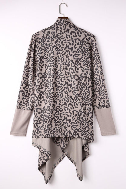 Leopard Open Front Long Sleeve Cover-Up Carauana Store