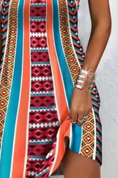 Printed Grecian Neck Mini Dress Carauana Store