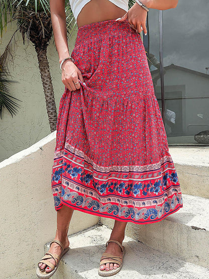 Printed Tiered High Waist Skirt Carauana Store
