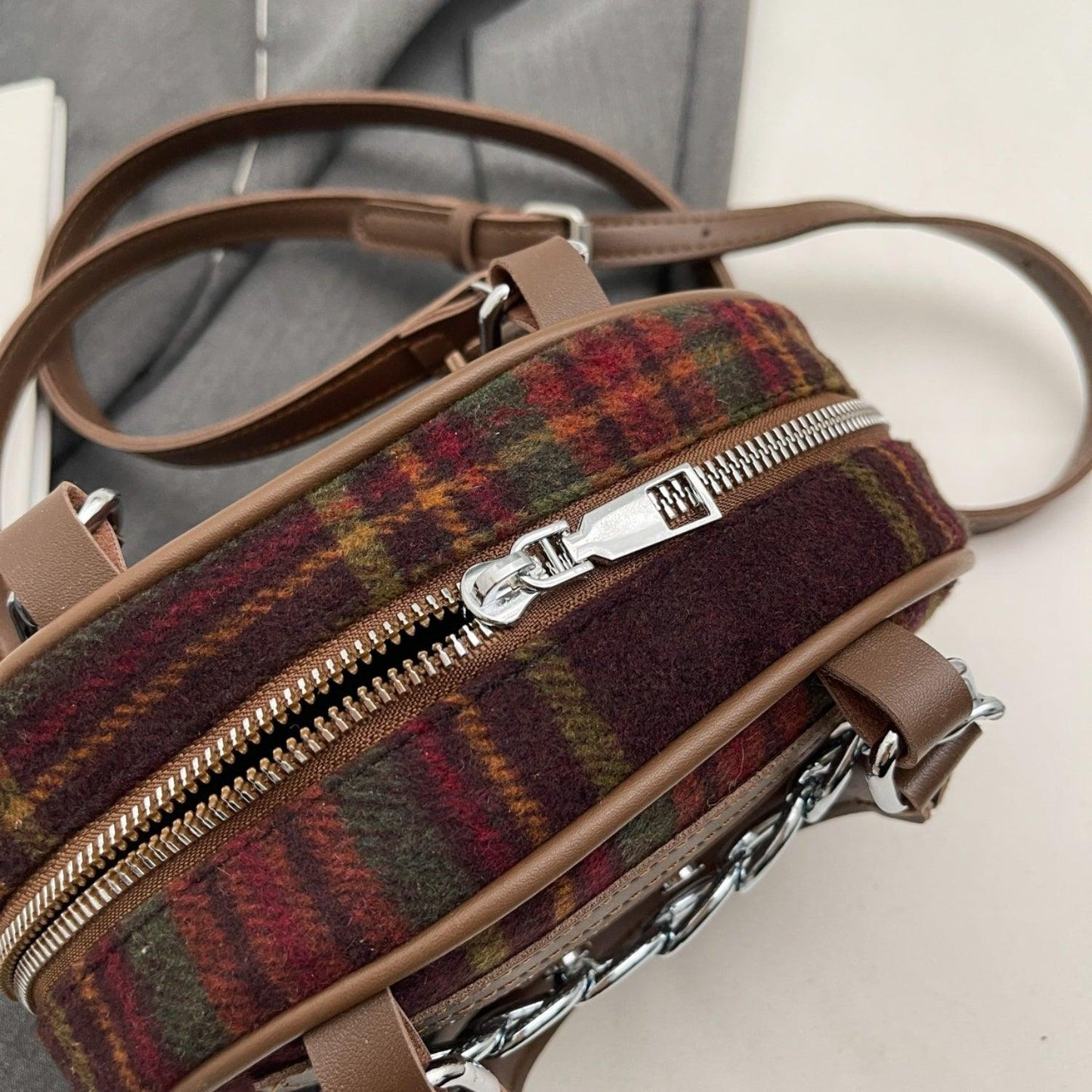 Plaid Print Crossbody Bag Carauana Store