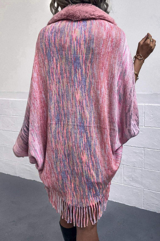 Open Front Fringe Hem Poncho Carauana Store
