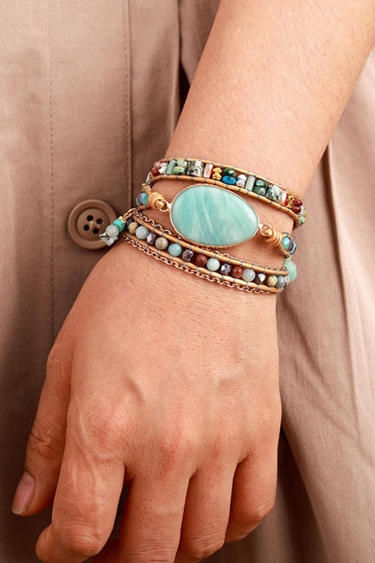 Handmade Natural Stone Beaded Triple Layer Bracelet Carauana Store