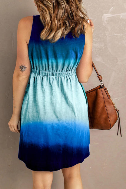 Double Take Scoop Neck Buttoned Sleeveless Magic Dress with Pockets Carauana Store