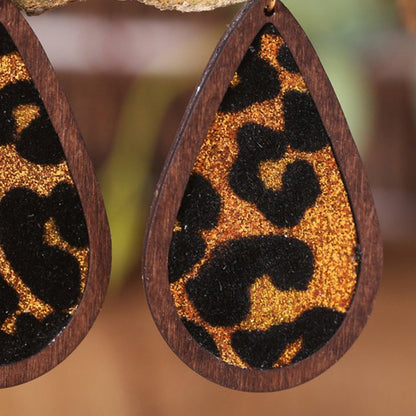 Sequin Wood Teardrop Earrings Carauana Store
