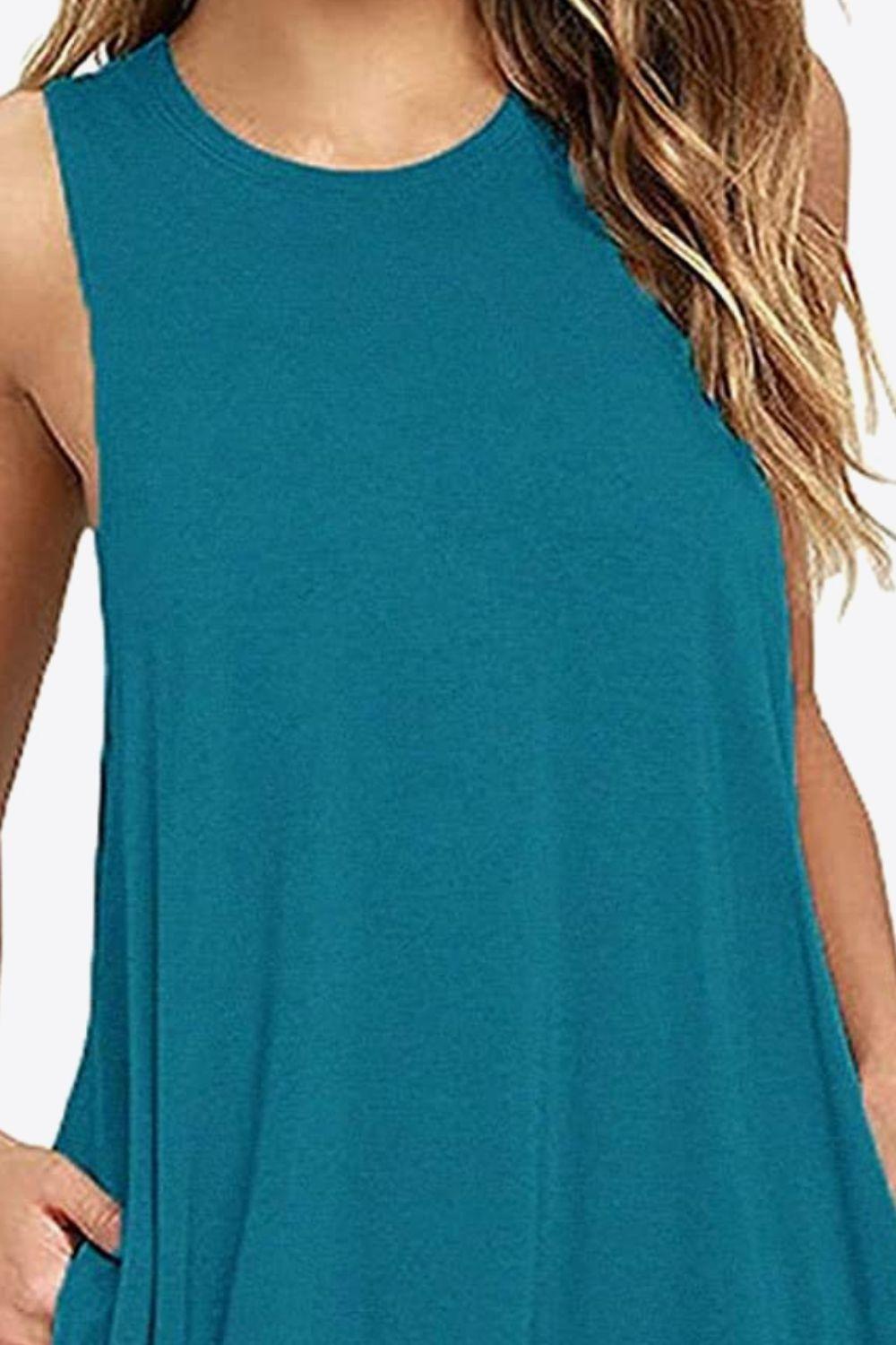 Full Size Round Neck Sleeveless Dress with Pockets Carauana Store