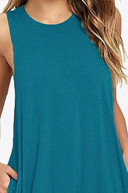 Full Size Round Neck Sleeveless Dress with Pockets Carauana Store