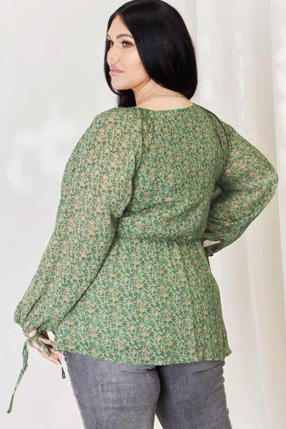 HEYSON Full Size Floral Surplice Peplum Blouse Carauana Store