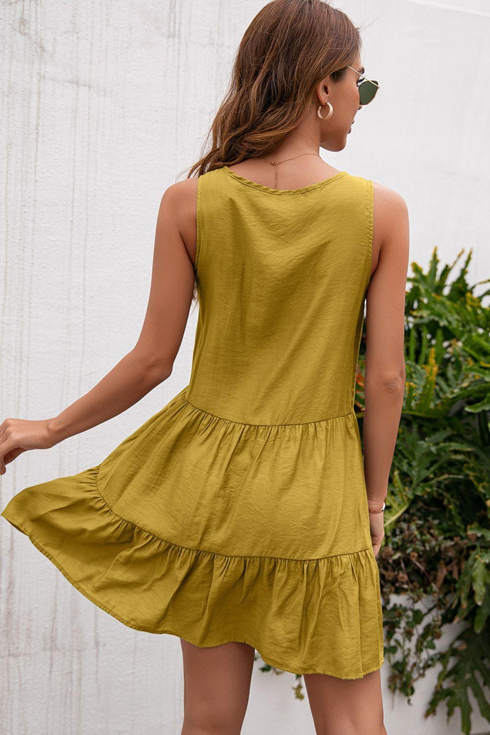 Tassel Tie Lace Trim Sleeveless Dress Carauana Store