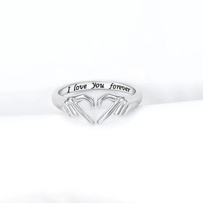 Hand Heart Shape 925 Sterling Silver Open Ring Carauana Store
