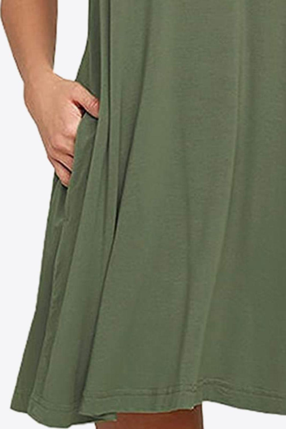 Full Size Round Neck Sleeveless Dress with Pockets Carauana Store