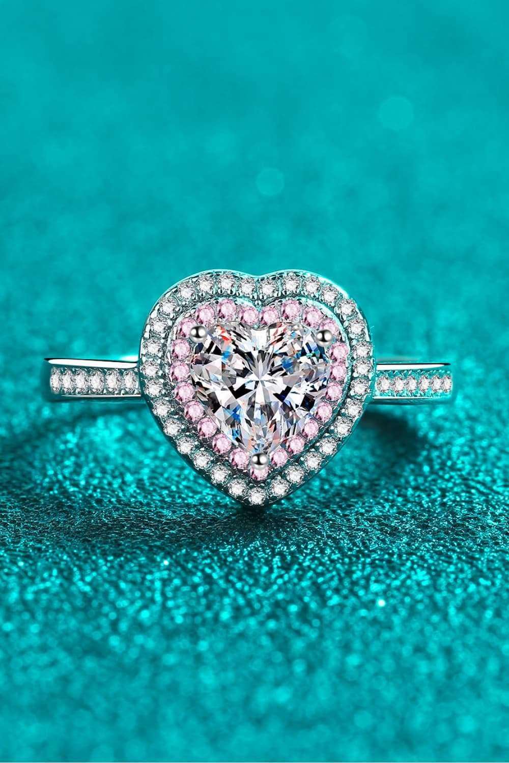 1 Carat Moissanite Heart 925 Sterling Silver Ring Carauana Store