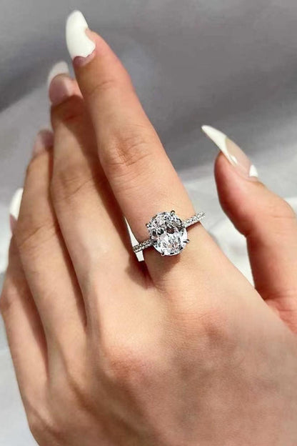 Platinum-Plated Side Stone 2 Carat Moissanite Ring Carauana Store