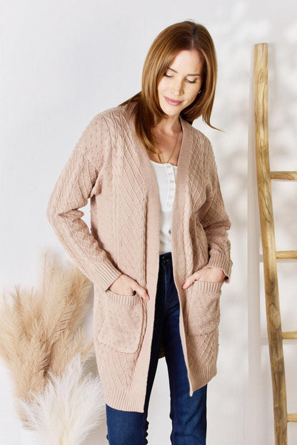 Hailey & Co Full Size Cable-Knit Pocketed Cardigan Carauana Store