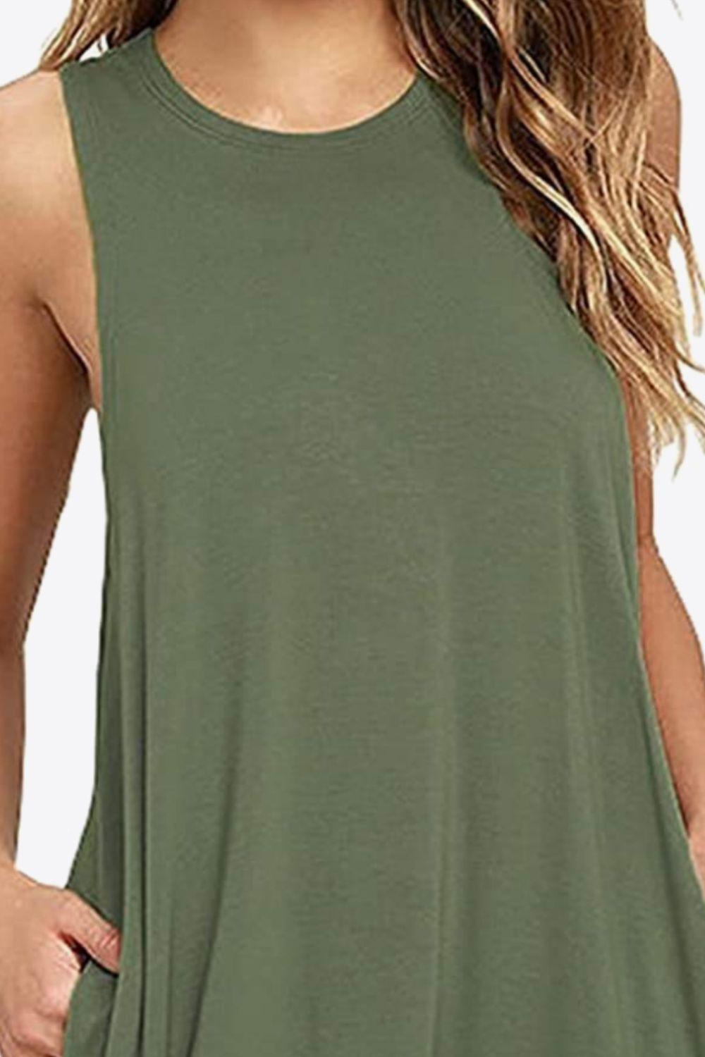 Full Size Round Neck Sleeveless Dress with Pockets Carauana Store