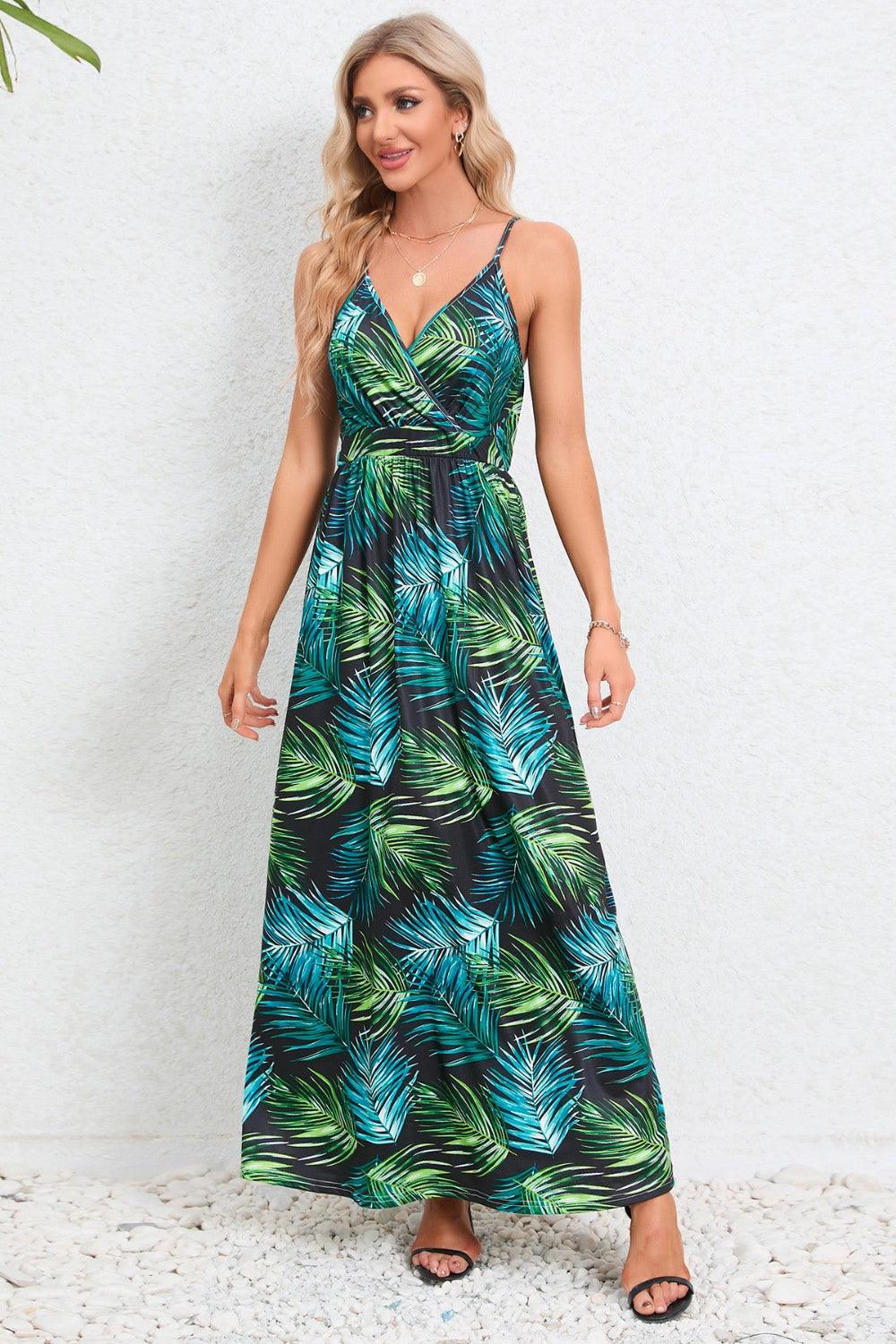 Printed Surplice Maxi Cami Dress Carauana Store