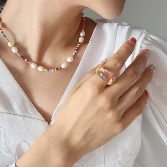 Freshwater Pearl Titanium Steel Bead Necklace Carauana Store