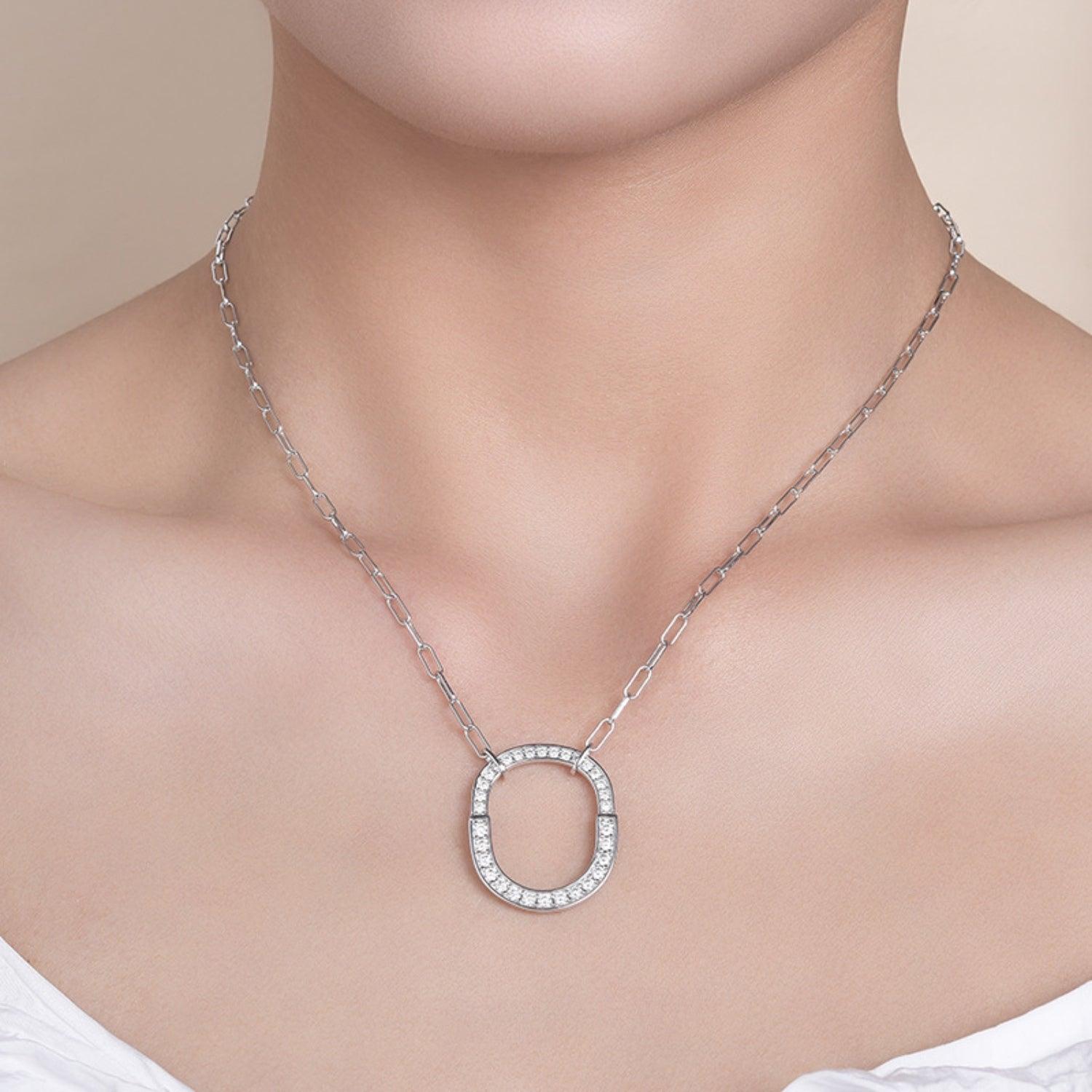 925 Sterling Silver Inlaid Moissanite Pendant Necklace Carauana Store