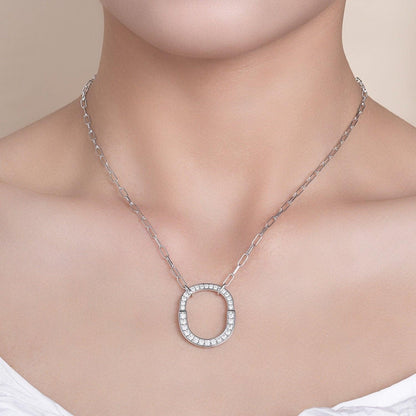 925 Sterling Silver Inlaid Moissanite Pendant Necklace Carauana Store